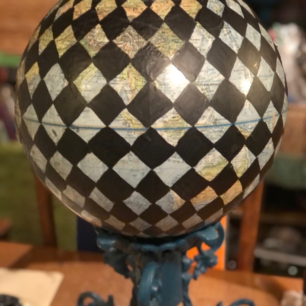 HANDMADE Black Harlequin painted Globe